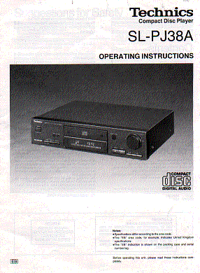 technics slpj38a compact disc player  cd player   instruction manual  user guide