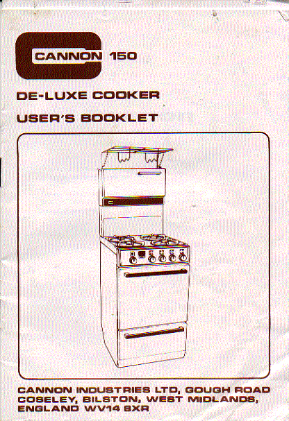 Cannon Chichester Gas Cooker User Manual