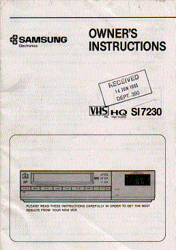 samsung s17230   video  recorder    instruction manual users guide