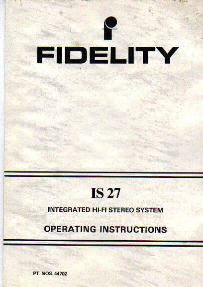 fidelity is27 hi fi  system  user guide