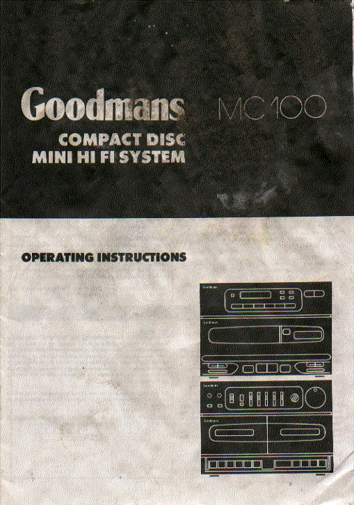 goodmans mc100 system  user guide