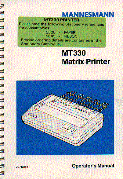 mannesmann mt330 matrix printer user guide