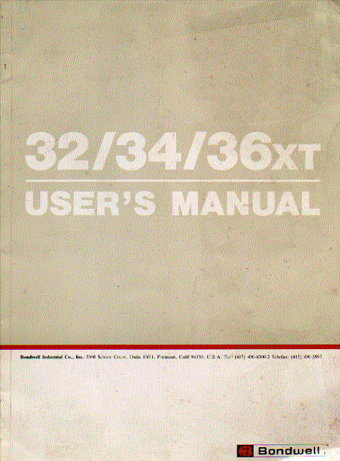 bondwell 32/34/36xt  instruction manual